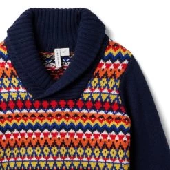 Fair Isle Shawl Collar Sweater Connor Navy Fair Isle 7 Fair Isle Shawl Collar Sweater Connor Navy Fair Isle -Fashionable Kids Shop 100045263 alt2 JJ