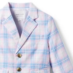 Plaid Linen-Cotton Blazer Blue Sky Plaid -Fashionable Kids Shop 100045556 alt1 JJ
