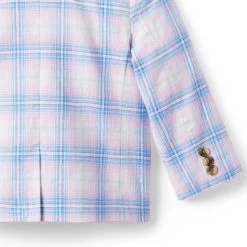 Plaid Linen-Cotton Blazer Blue Sky Plaid -Fashionable Kids Shop 100045556 alt2 JJ