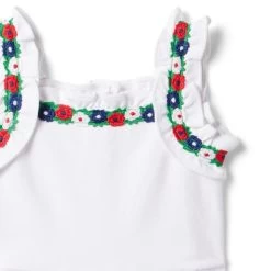 Embroidered Floral Romper White 5 Embroidered Floral Romper White -Fashionable Kids Shop 100045882 alt1 JJ
