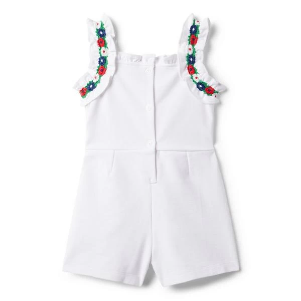 Embroidered Floral Romper White 2 Embroidered Floral Romper White - Image 2