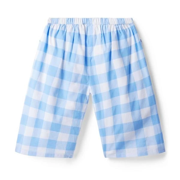 Gingham Wide Leg Cropped Pant Sky Blue Gingham 2 Gingham Wide Leg Cropped Pant Sky Blue Gingham - Image 2
