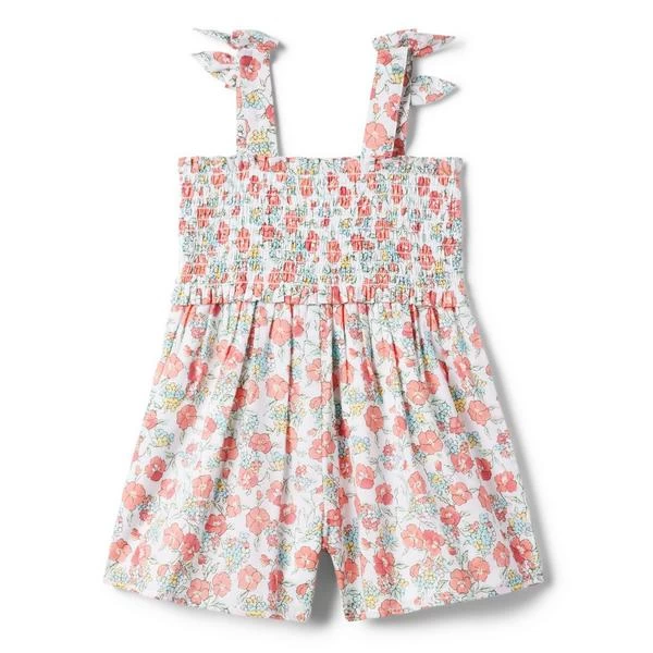 Floral Smocked Romper Salmon Rose Floral 2 Floral Smocked Romper Salmon Rose Floral - Image 2