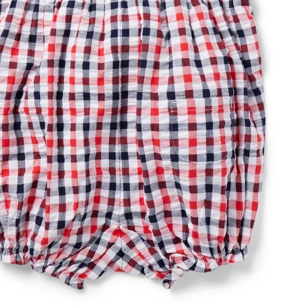 The Gingham Smocked Baby Romper Tomato Gingham 4 The Gingham Smocked Baby Romper Tomato Gingham - Image 4