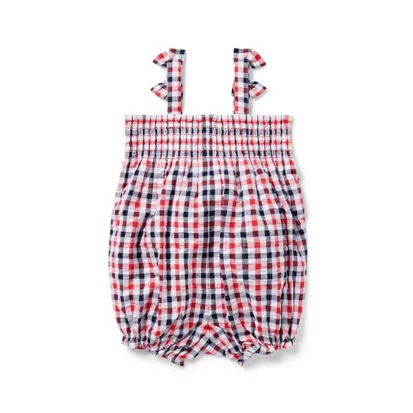 The Gingham Smocked Baby Romper Tomato Gingham 2 The Gingham Smocked Baby Romper Tomato Gingham - Image 2