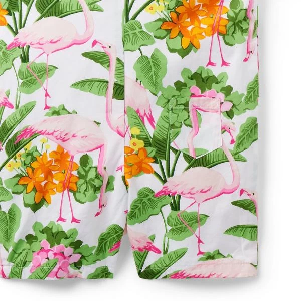 The Cabana Baby Romper White Tropical Flamingo 5 The Cabana Baby Romper White Tropical Flamingo - Image 5