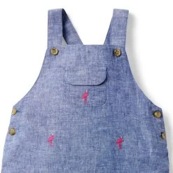 Baby Embroidered Flamingo Overall Cadet Blue Flamingo 6 Baby Embroidered Flamingo Overall Cadet Blue Flamingo -Fashionable Kids Shop 100046306 alt1 JJ