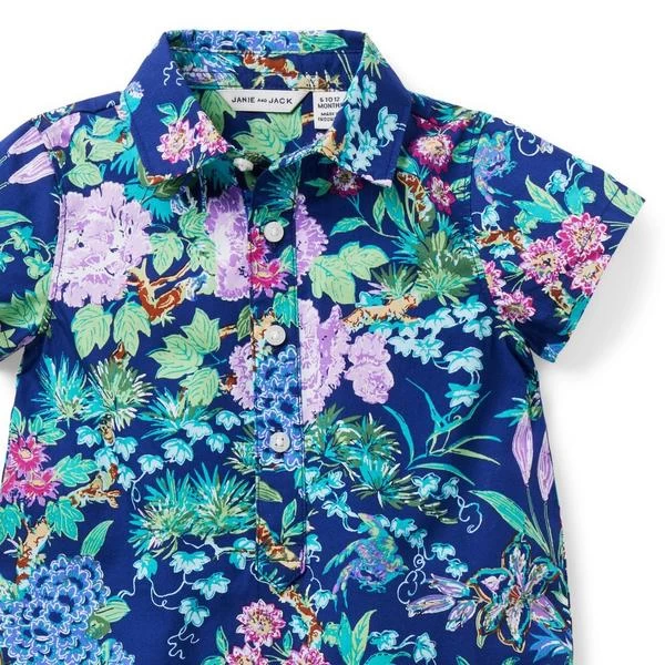 The Floral Poplin Baby Romper Blueprint Floral 3 The Floral Poplin Baby Romper Blueprint Floral - Image 3