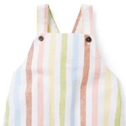 Baby Striped Linen-Cotton Overall White Stripe -Fashionable Kids Shop 100046338 alt2 JJ