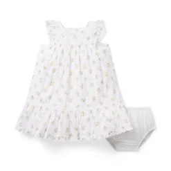 Baby Floral Crochet Trim Dress White Floral 7 Baby Floral Crochet Trim Dress White Floral -Fashionable Kids Shop 100046343 alt1 JJ