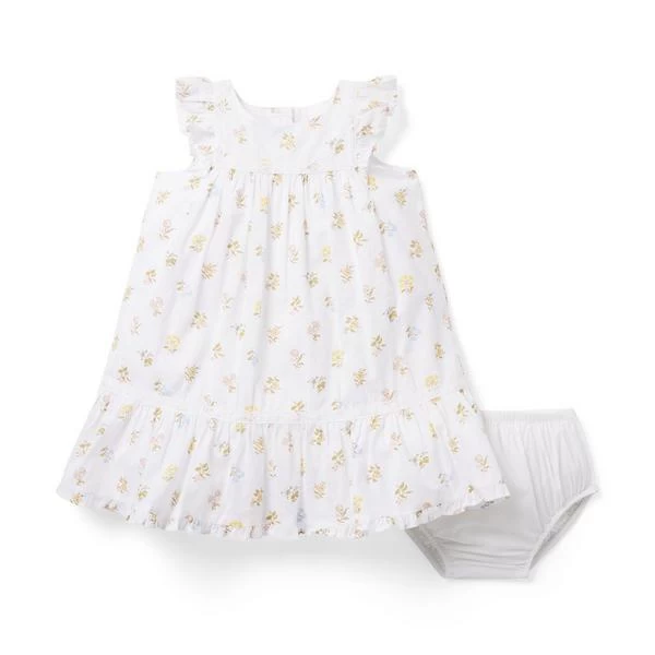 Baby Floral Crochet Trim Dress White Floral 3 Baby Floral Crochet Trim Dress White Floral - Image 3