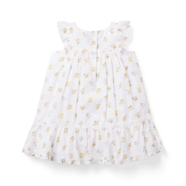 Baby Floral Crochet Trim Dress White Floral 2 Baby Floral Crochet Trim Dress White Floral - Image 2
