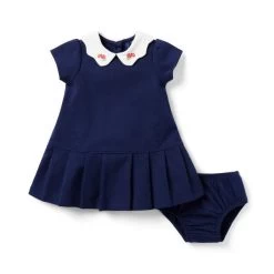Baby Pleated Ponte Dress Merchant Marine -Fashionable Kids Shop 100046372 alt1 JJ