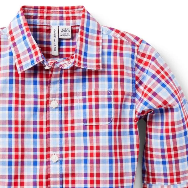 Baby Plaid Poplin Bodysuit True Red Plaid 3 Baby Plaid Poplin Bodysuit True Red Plaid - Image 3