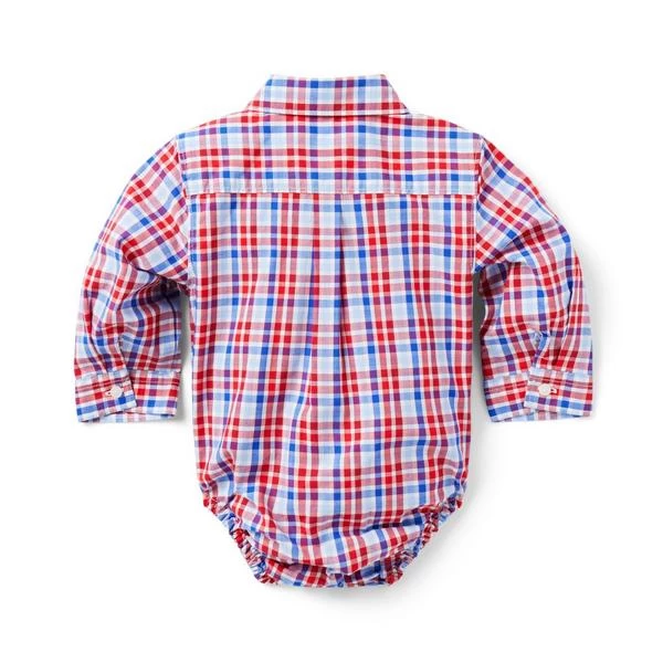Baby Plaid Poplin Bodysuit True Red Plaid 2 Baby Plaid Poplin Bodysuit True Red Plaid - Image 2