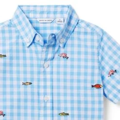 Gingham Embroidered Shirt Blue Ivy Fish 7 Gingham Embroidered Shirt Blue Ivy Fish -Fashionable Kids Shop 100046536 alt2 JJ