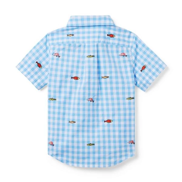 Gingham Embroidered Shirt Blue Ivy Fish 2 Gingham Embroidered Shirt Blue Ivy Fish - Image 2