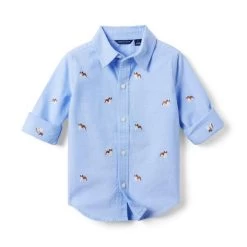 The Embroidered Oxford Shirt Ocean Air Bulldog -Fashionable Kids Shop 100046583 alt1 JJ