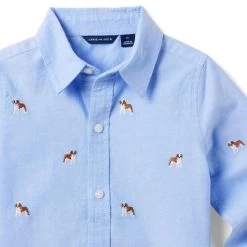 The Embroidered Oxford Shirt Ocean Air Bulldog -Fashionable Kids Shop 100046583 alt2 JJ