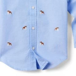 The Embroidered Oxford Shirt Ocean Air Bulldog -Fashionable Kids Shop 100046583 alt3 JJ