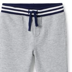 Striped Trim French Terry Jogger Classic Grey Heather 5 Striped Trim French Terry Jogger Classic Grey Heather -Fashionable Kids Shop 100046598 alt1 JJ