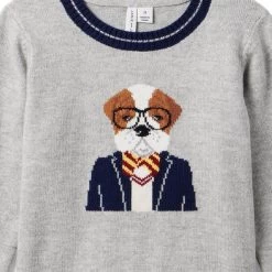 The Bulldog Sweater Classic Grey Heather -Fashionable Kids Shop 100046600 alt1 JJ