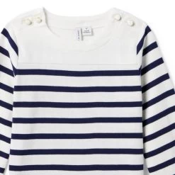 Stripe Ruffle Cuff Top Merchant Marine Stripe 5 Stripe Ruffle Cuff Top Merchant Marine Stripe -Fashionable Kids Shop 100046644 alt1 JJ