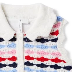 Stripe Crochet Sweater Top Jet Ivory Stripe -Fashionable Kids Shop 100046648 alt1 JJ