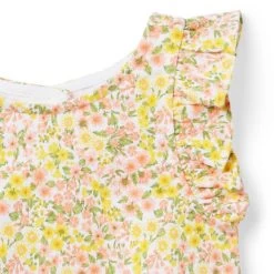 Floral Ruffle Sleeve French Terry Top Peach Amber Floral -Fashionable Kids Shop 100046661 alt2 JJ