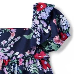 Floral Puff Sleeve Top Merchant Marine Floral -Fashionable Kids Shop 100046699 alt1 JJ