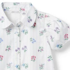 Floral Stripe Puff Sleeve Top Jet Ivory Floral Stripe 8 Floral Stripe Puff Sleeve Top Jet Ivory Floral Stripe -Fashionable Kids Shop 100046700 alt2 JJ