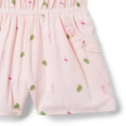 The Skye Smocked Romper Rose Quartz Flamingo Palm -Fashionable Kids Shop 100046714 alt2 JJ