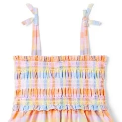The Sienna Smocked Sundress Apricot Plaid 5 The Sienna Smocked Sundress Apricot Plaid -Fashionable Kids Shop 100046766 alt1 JJ