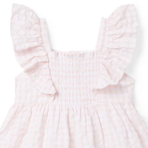 Gingham Seersucker Dress Seashell Pink Gingham 4 Gingham Seersucker Dress Seashell Pink Gingham - Image 4
