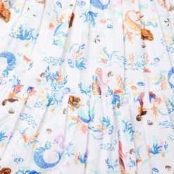 Disney The Little Mermaid Bow Strap Dress White Mermaid Print 6 Disney The Little Mermaid Bow Strap Dress White Mermaid Print -Fashionable Kids Shop 100046868 alt1 JJ