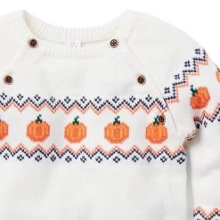 The Pumpkin Fair Isle Baby Sweater Jet Ivory Pumpkin Fair Isle -Fashionable Kids Shop 100046952 alt2 JJ