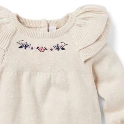 Baby Embroidered Sweater Romper Fluffy Bunny Heather -Fashionable Kids Shop 100046964 alt1 JJ