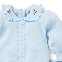 Baby Pointelle Sweater Matching Set Blue Feather -Fashionable Kids Shop 100046981 alt1 JJ