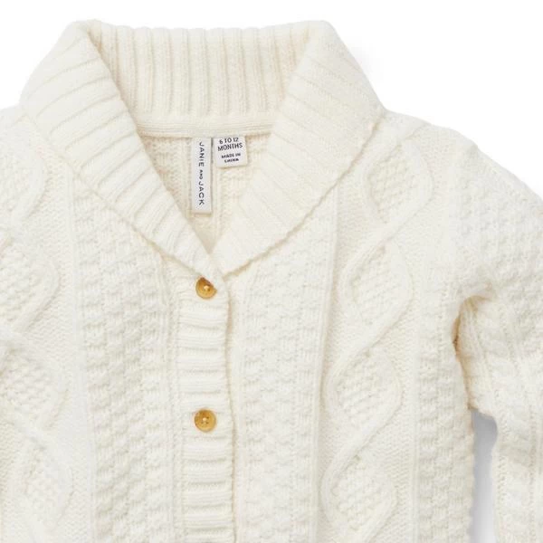 Baby Cable Knit Shawl Collar Cardigan Cream And Sugar 4 Baby Cable Knit Shawl Collar Cardigan Cream And Sugar - Image 4