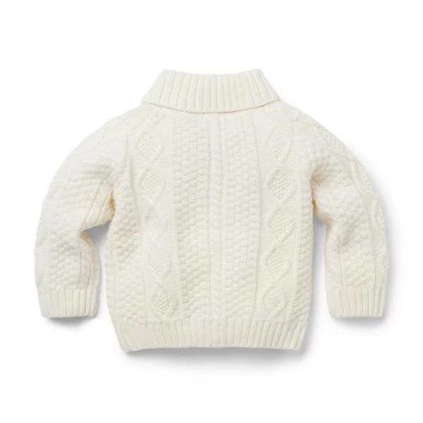 Baby Cable Knit Shawl Collar Cardigan Cream And Sugar 2 Baby Cable Knit Shawl Collar Cardigan Cream And Sugar - Image 2