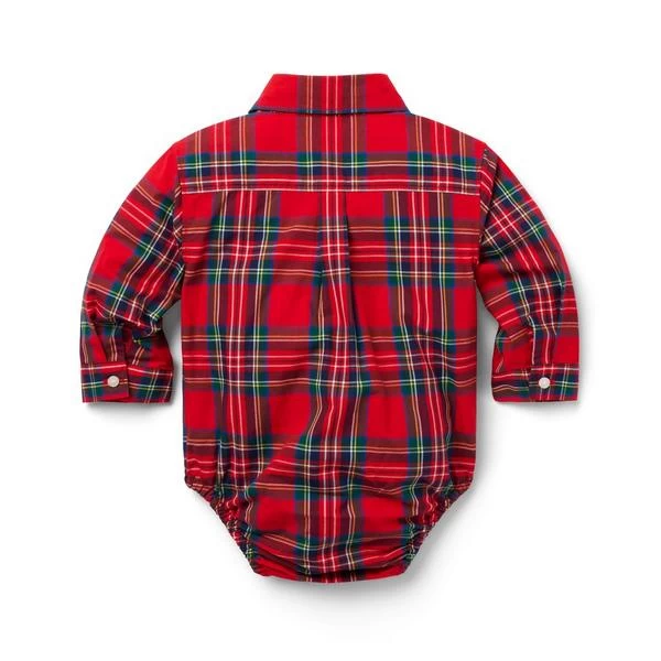 Baby Tartan Poplin Bodysuit Bradbury Red Tartan 2 Baby Tartan Poplin Bodysuit Bradbury Red Tartan - Image 2