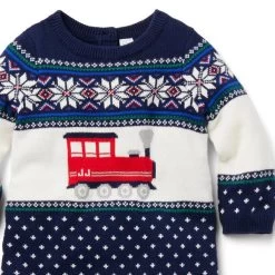 Baby Train Fair Isle Sweater One-Piece Merchant Marine Fair Isle -Fashionable Kids Shop 100046991 alt2 JJ