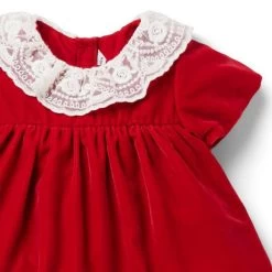 Baby Velvet Collared Dress Holiday Red -Fashionable Kids Shop 100046996 alt2 JJ