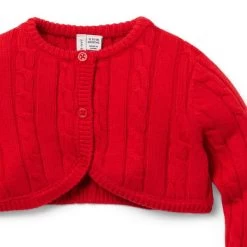 Baby Cable Knit Cropped Cardigan Bradbury Red -Fashionable Kids Shop 100046999 alt1 JJ