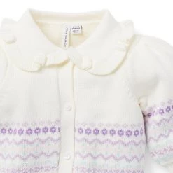 Baby Fair Isle Ruffle Collar Cardigan Cream And Sugar Fair Isle -Fashionable Kids Shop 100047004 alt2 JJ