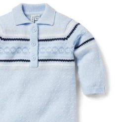 Baby Fair Isle Sweater Collared One-Piece Peek A Blue Fair Isle -Fashionable Kids Shop 100047022 alt2 JJ