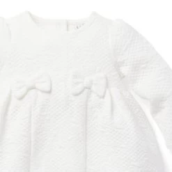 Baby Quilted Bow Dress Jet Ivory -Fashionable Kids Shop 100047032 alt3 JJ