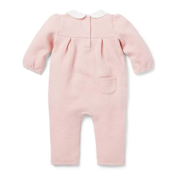 Baby Quilted Bow One-Piece Peachskin 2 Baby Quilted Bow One-Piece Peachskin - Image 2