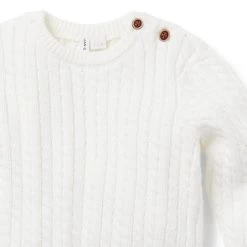Baby Cable Knit Sweater Jet Ivory -Fashionable Kids Shop 100047043 alt2 JJ