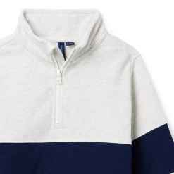 The Half-Zip Block Stripe Sweatshirt Cookies And Cream 5 The Half-Zip Block Stripe Sweatshirt Cookies And Cream -Fashionable Kids Shop 100047051 alt1 JJ